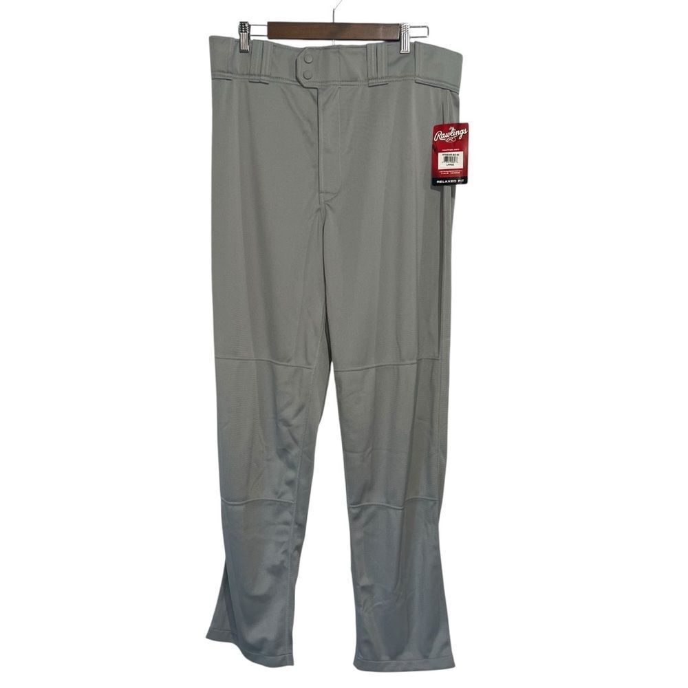 NWT Rawlings Baseball Pants Men's Large Adult PP350MR Relaxed Fit Gray Pro Dri